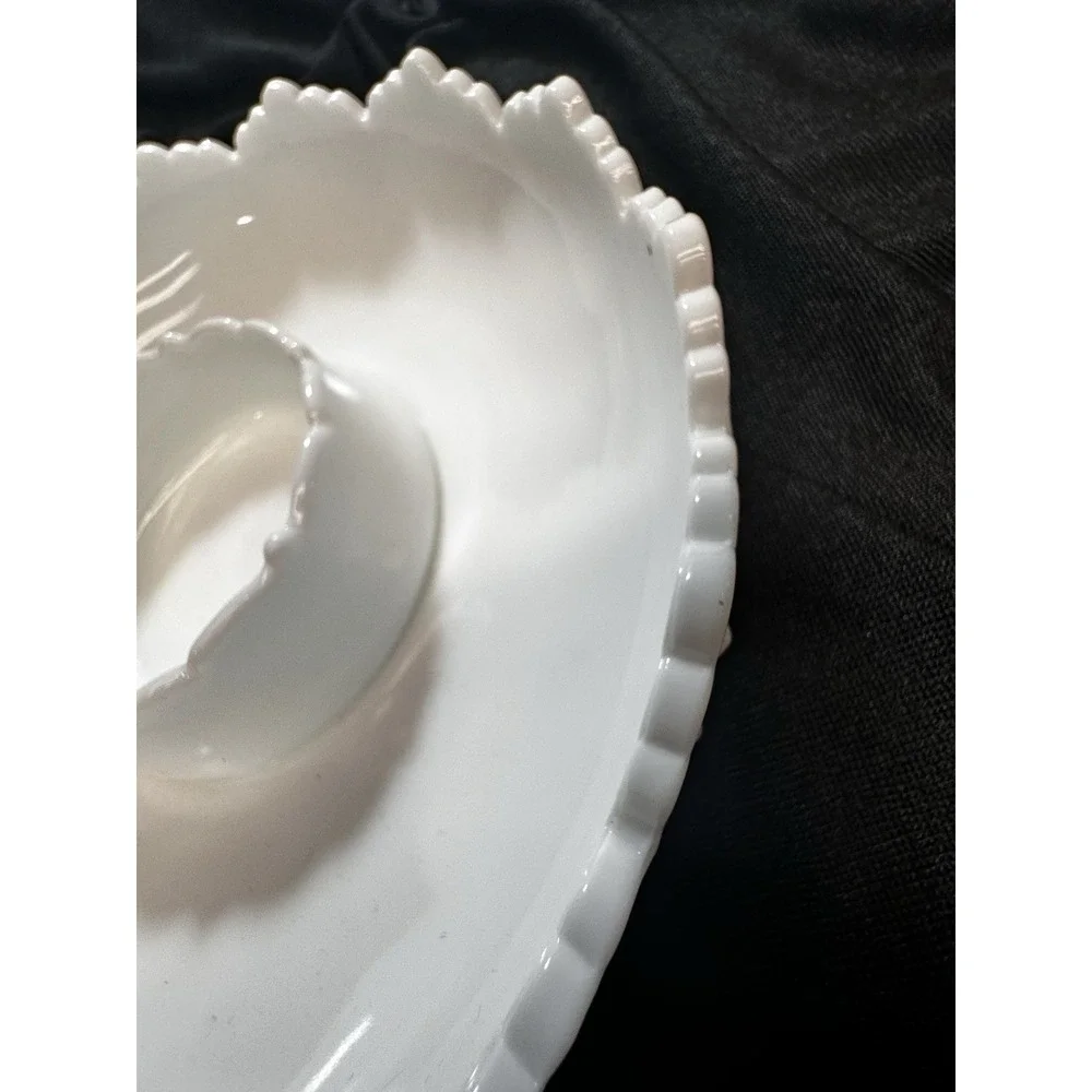 Fenton Hobnail Milk Glass Fluted Edge‎ Chip and Dip Bowl Or Candle Holder